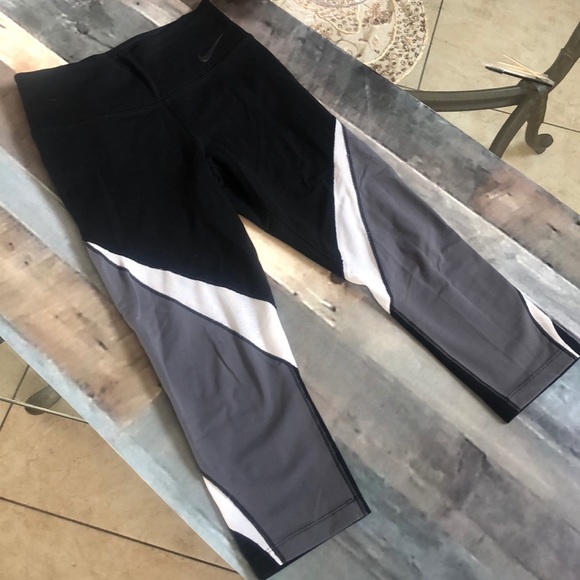 Nike Dri-fit mesh black gray white crop leggings